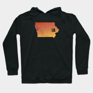 US state pride: Stamp map of Iowa (IA letters cut out) Hoodie